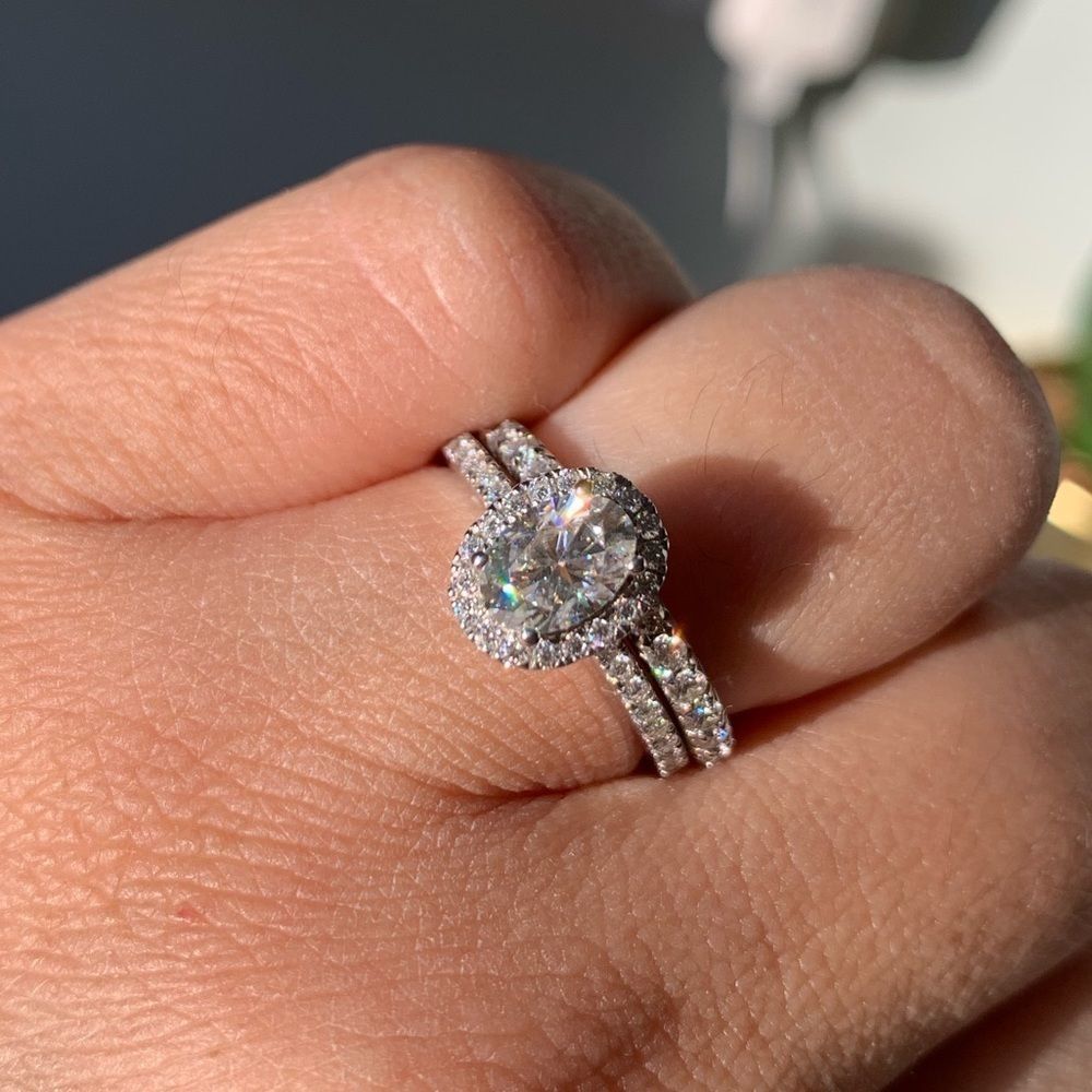 ♦️Rare oval halo moissanite diamond bridal ring♦️ - Picture 15 of 16